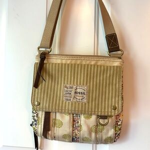 Fossil Boho Handbag Crossbody Bag Patchwork Excellent Condition Adjustable Strap